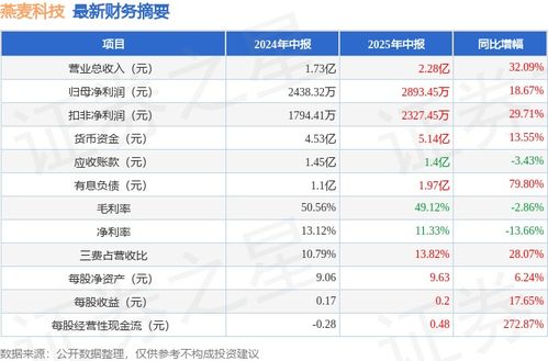 燕麥科技688312 2025年中報簡析 大數據服務驅動營收凈利雙增，警惕應收賬款體量風險